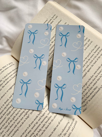Blushing Bows & Pearls Blue Bookmark