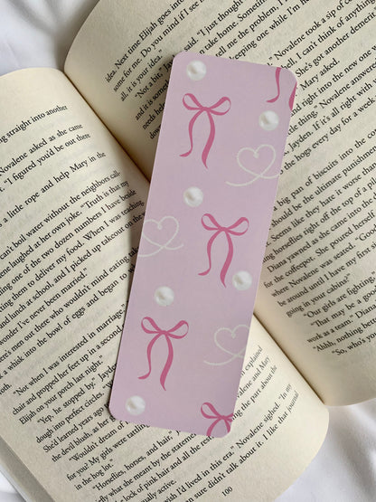 Blushing Bows & Pearls Pink Bookmark
